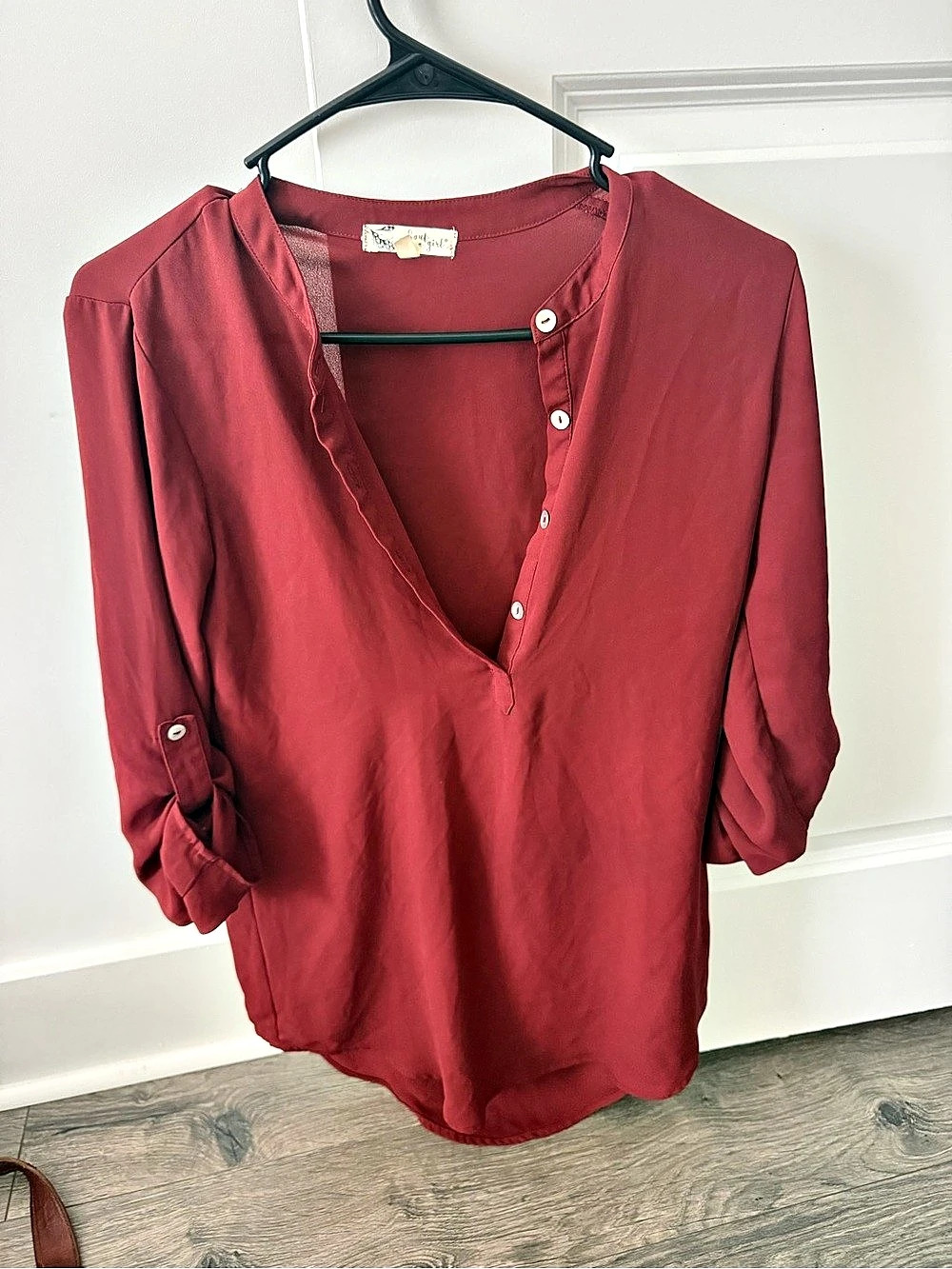 Aboutgirl Button Front Blouse in Red Size Medium
